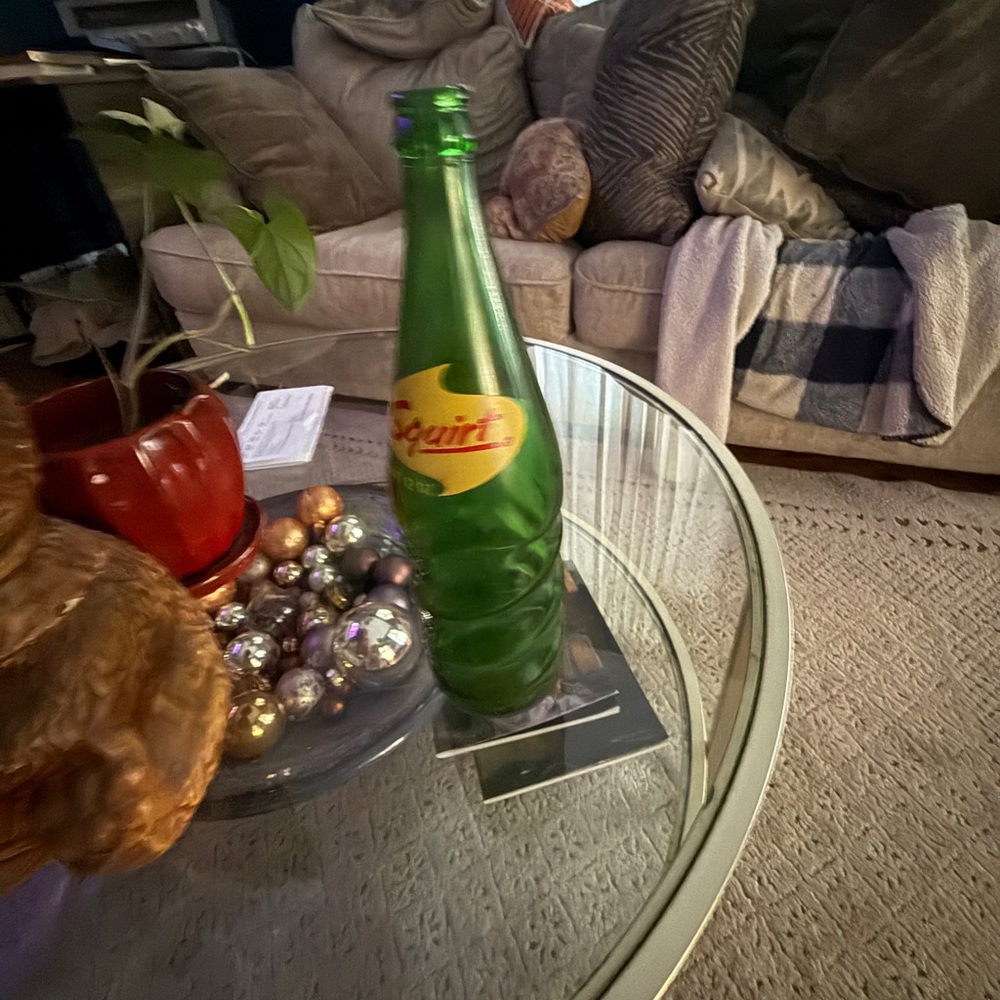Green Glass Decorative Bottle